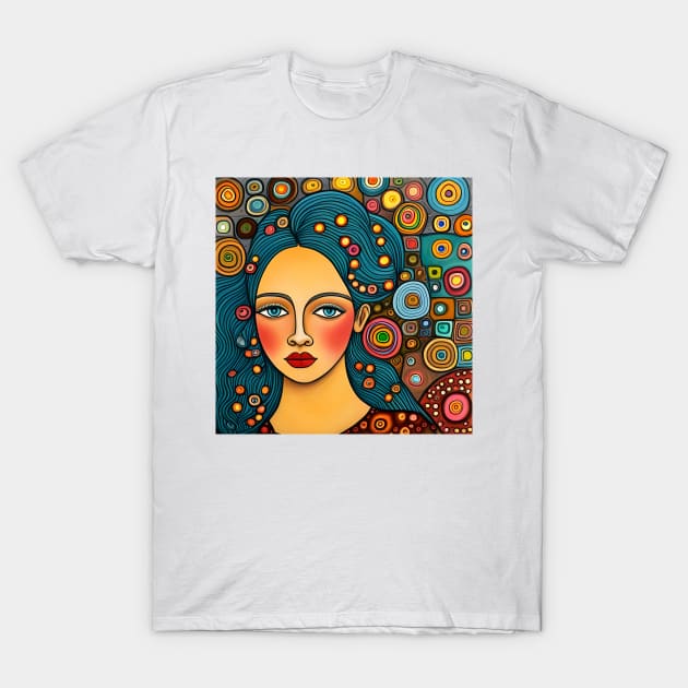 Young woman Typing T-Shirt by Colin-Bentham